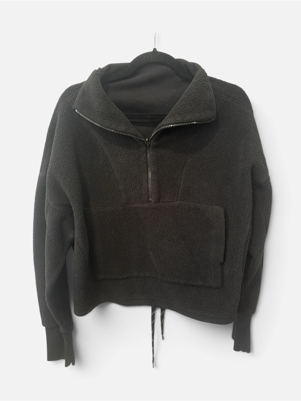 ZYIA Black Women's Half-Zip Sherpa Pullover